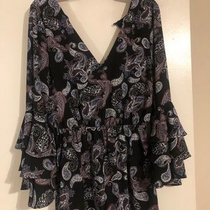 Paisley long sleeve romper